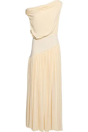Abadía Off Shoulder Jersey Draped Midi Dress