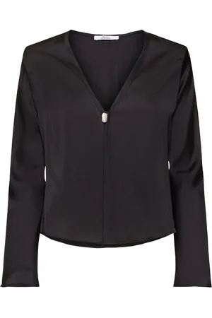 Sara Cristina Nerea Silk Long Sleeve Top W/ Pearl