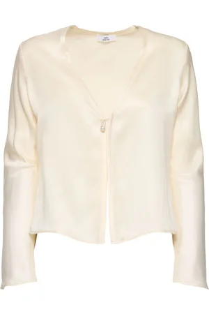 Sara Cristina Nerea Silk Long Sleeve Top W/ Pearl
