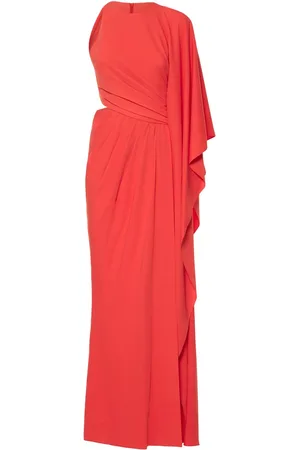 Zuhair Murad Draped Cady One-sleeve Long Dress