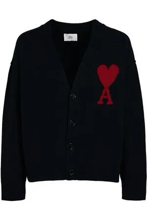 Ami Logo Wool Knit Cardigan