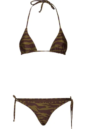 The Attico Zebra Print Lycra Triangle Bikini