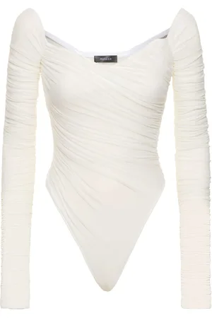 MUGLER Draped Long Sleeve Bodysuit