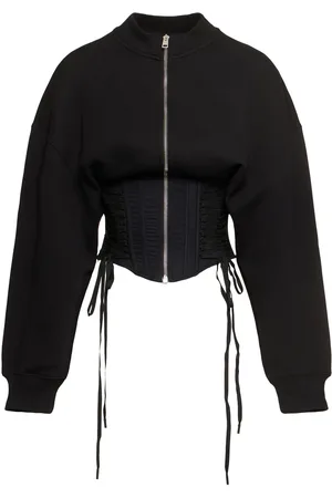 MUGLER Heavy Fleece Jersey Corset Sweatshirt