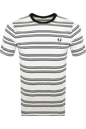 Fred Perry Sport Fine Stripe T Shirt Ecru