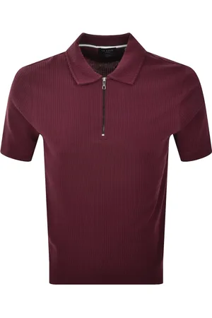 Ted Baker Elgrave Zip Polo T Shirt Maroon