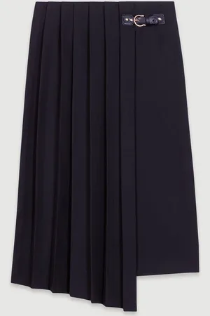 Maje Asymmetrical Long Pleated Skirt