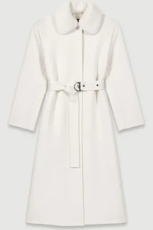 Maje Wool Coat With Removable Collar