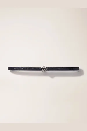 Maje Slim Mock Croc Leather Clover Belt