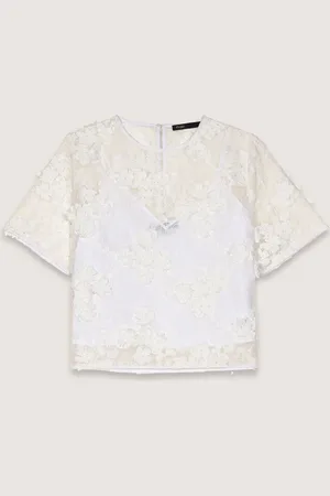 Maje Embroidered Short-sleeved Top
