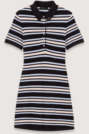 Maje Striped Knit Polo Dress