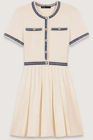 Maje Pleated Knit Short Dress