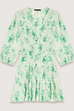 Maje Patterned Pleated Short Dress