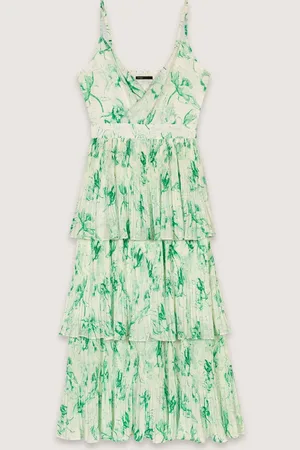 Maje Patterned Ruffled Maxi Dress