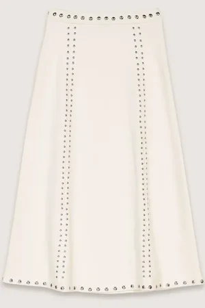 Maje Knit Midi Skirt With Studs