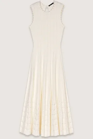 Maje Beaded Pointelle Knit Dress