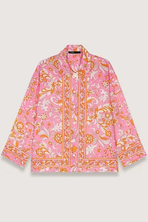 Maje Patterned Flowing Linen Shirt
