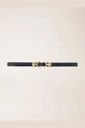 Maje Thin Leather Belt With Lion Bit