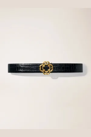 Maje Croc-effect Leather Double M Belt