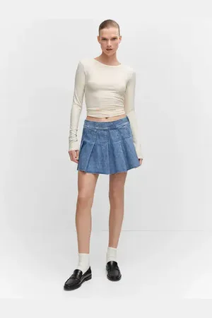 Low-rise denim mini skirt - Woman