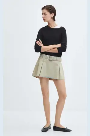 Low-rise denim mini skirt - Woman