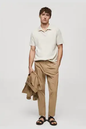 Slim-fit cotton trousers - Man