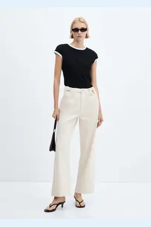 Mango high waisted slim tailored trouser in black