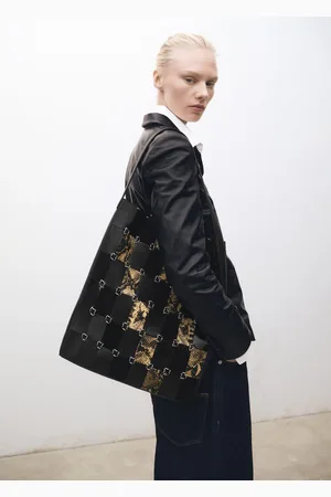 MANGO Combined-patchwork leather shopper bag