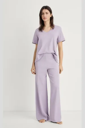 MANGO Plain V-neck cotton pyjama t-shirt