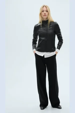 MANGO Fitted leather jacket with zip