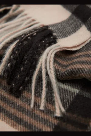 MANGO Check fringed scarf