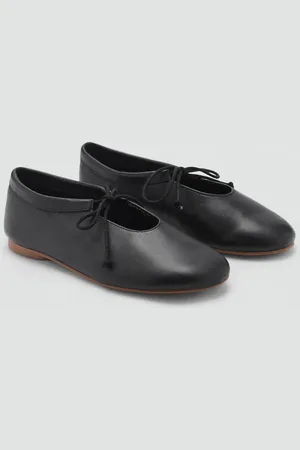 MANGO Leather ballet flats with bow