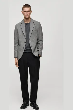MANGO Slim-fit micro-houndstooth wool jacket