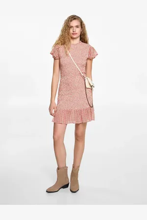 MANGO Printed ruched dress