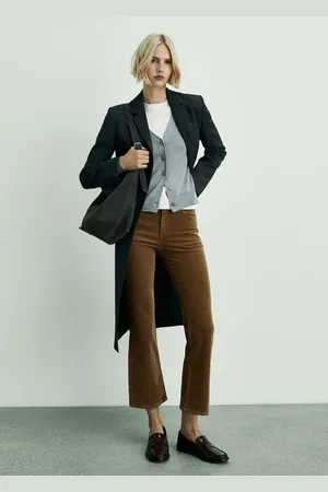 MANGO Sienna flared cropped corduroy trousers