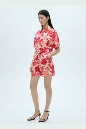 MANGO Floral-print short jumpsuit