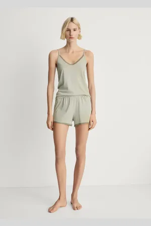 MANGO Cotton pyjama top with lace contrast