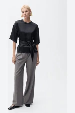 MANGO Satin blouse with belt