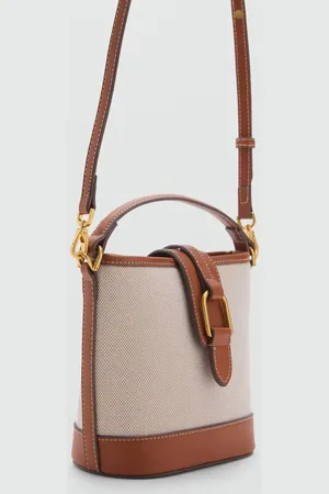 MANGO Contrasting canvas bucket bag