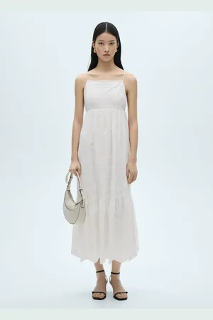 MANGO Floral embroidered dress with straps
