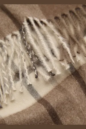 MANGO Fringed check scarf