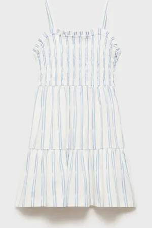 MANGO Ruffled striped dress