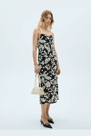 MANGO Flower print strapless dress