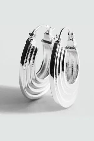 MANGO Embossed hoop earrings