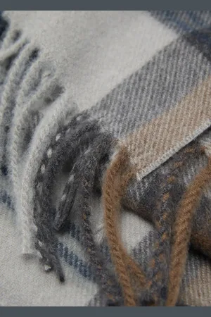 MANGO Check fringed scarf