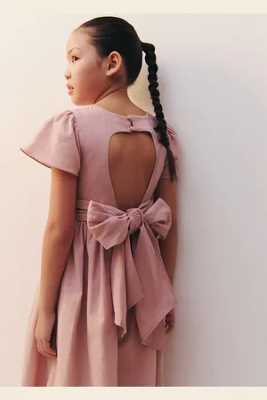 MANGO Linen dress with back opening
