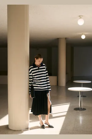 MANGO Striped polo-neck sweatshirt