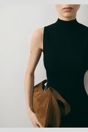 MANGO Suede shoulder bag with logo print