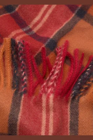 MANGO Check scarf with fringed ends