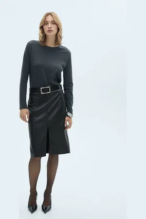 MANGO Faux-leather pencil skirt
